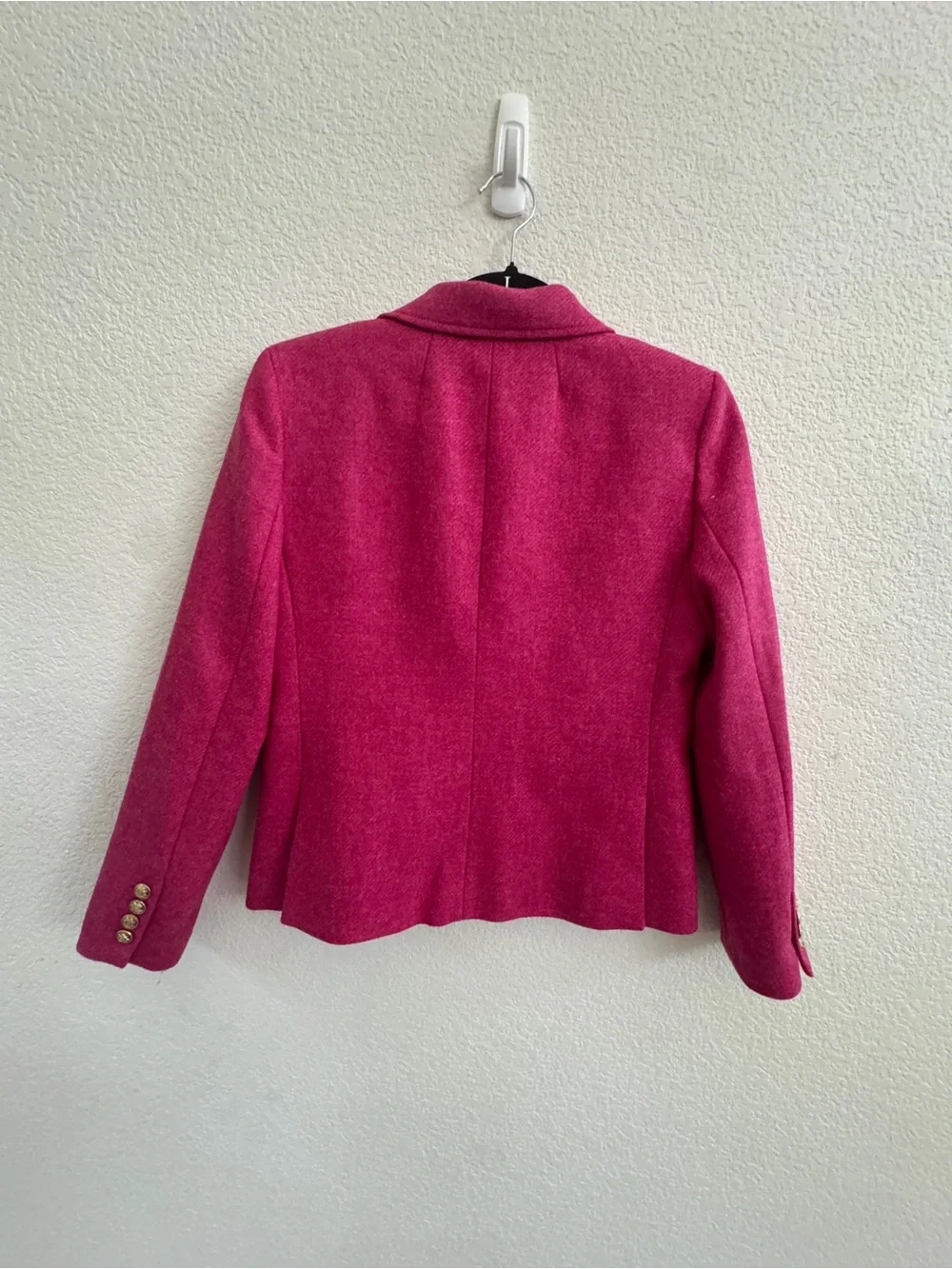 J.Crew Women's Shrunken Pink Wool Blazer size. 2. English Wool Collection